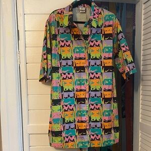 Lucy & Yak Multicolor Graphic Button Down Dress